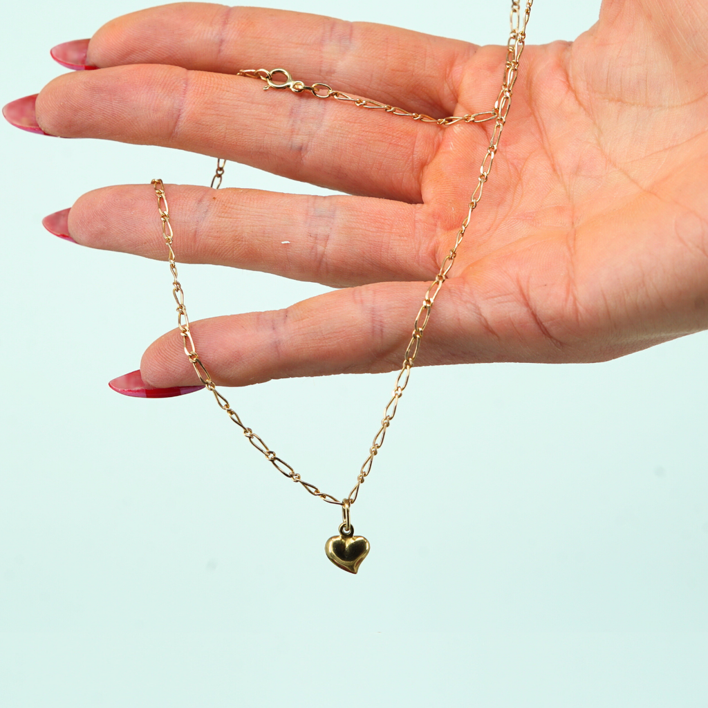 Fine Chain and Puffy Heart Pendant